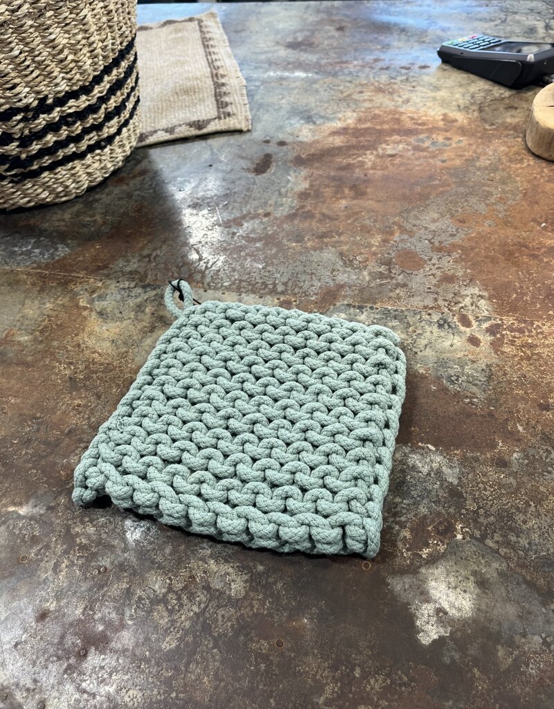 8" Square Cotton Crocheted Pot Holder - Teal