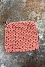 8" Square Cotton Crocheted Pot Holder - Coral