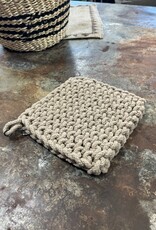 8" Square Cotton Crocheted Pot Holde - Taupe