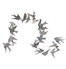 72"L Metal Wired Garland w/ Birds, Distressed Zinc Finish