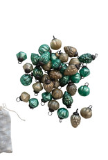 1"H Embossed Mercury Glass Mixed Ornaments in Muslin Bag, Set of 36