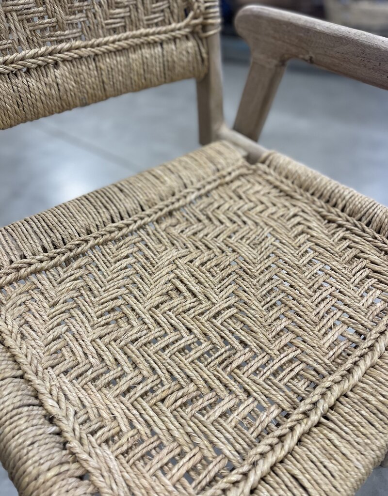 Handcrafted Wood Armchair with Rope Detail
