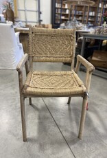 Handcrafted Wood Armchair with Rope Detail