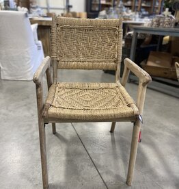 Handcrafted Wood Armchair with Rope Detail