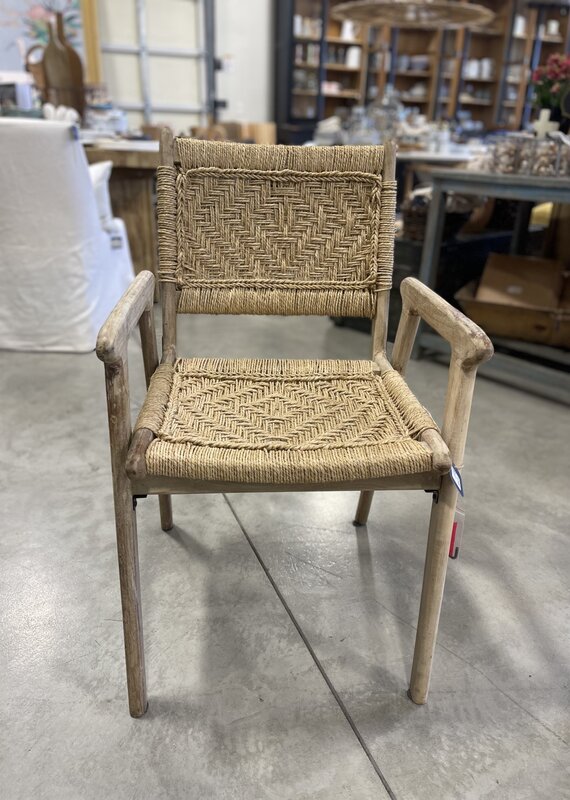 Handcrafted Wood Armchair with Rope Detail