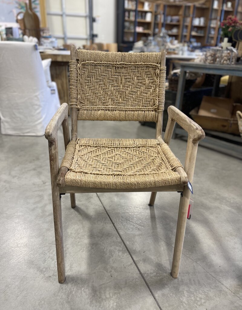 Handcrafted Wood Armchair with Rope Detail