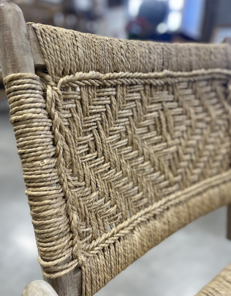 Handcrafted Wood Armchair with Rope Detail