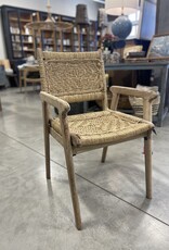 Handcrafted Wood Armchair with Rope Detail