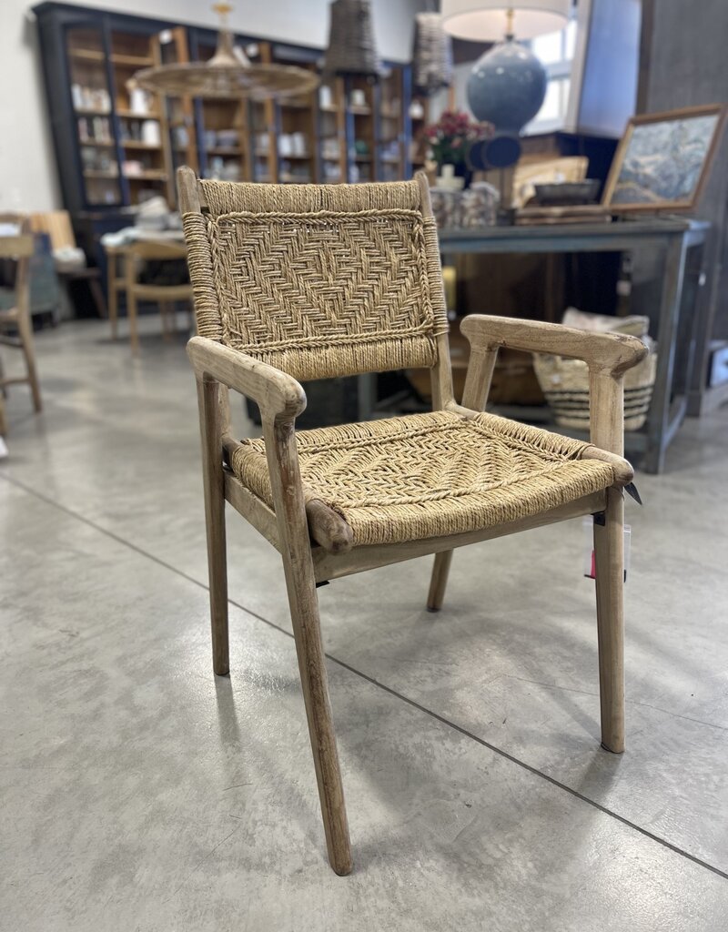 Handcrafted Wood Armchair with Rope Detail