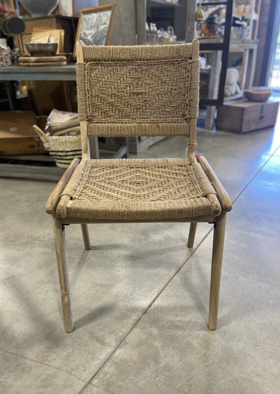 Handcrafted Wood Accent Chair with Rope Detail