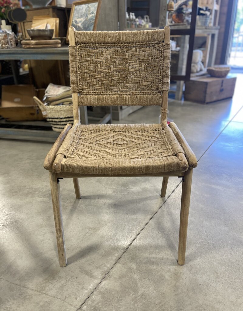 Handcrafted Wood Accent Chair with Rope Detail