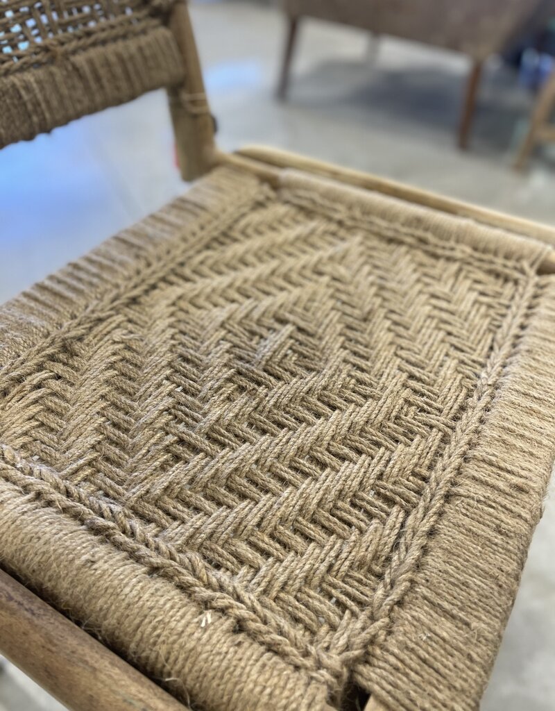 Handcrafted Wood Accent Chair with Rope Detail