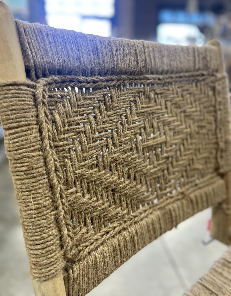 Handcrafted Wood Accent Chair with Rope Detail
