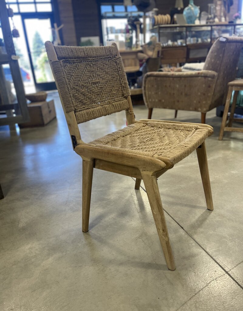 Handcrafted Wood Accent Chair with Rope Detail