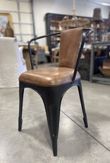 Black Iron & Leather Accent Chair — Final Sale