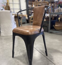 Black Iron & Leather Accent Chair — Final Sale