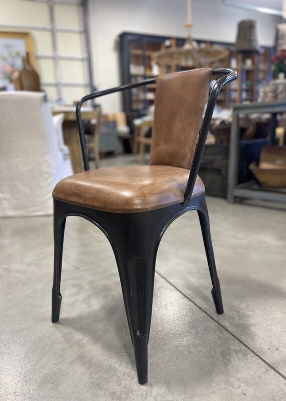 Black Iron & Leather Accent Chair — Final Sale