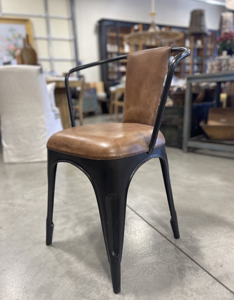 Black Iron Chair w/Leather (soft)  50% OFF FINAL SALE