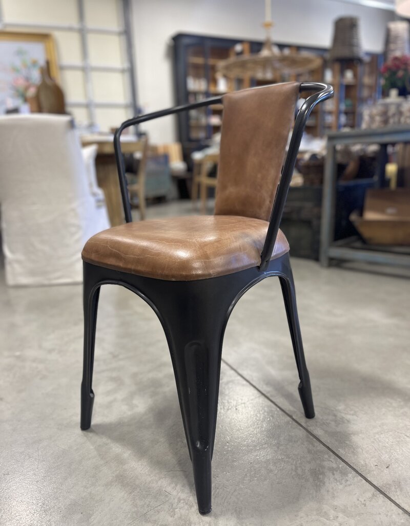 Black Iron & Leather Accent Chair — Final Sale