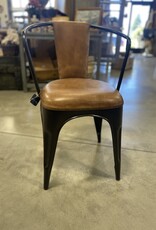 Black Iron & Leather Accent Chair — Final Sale