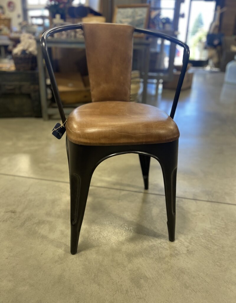 Black Iron & Leather Accent Chair — Final Sale