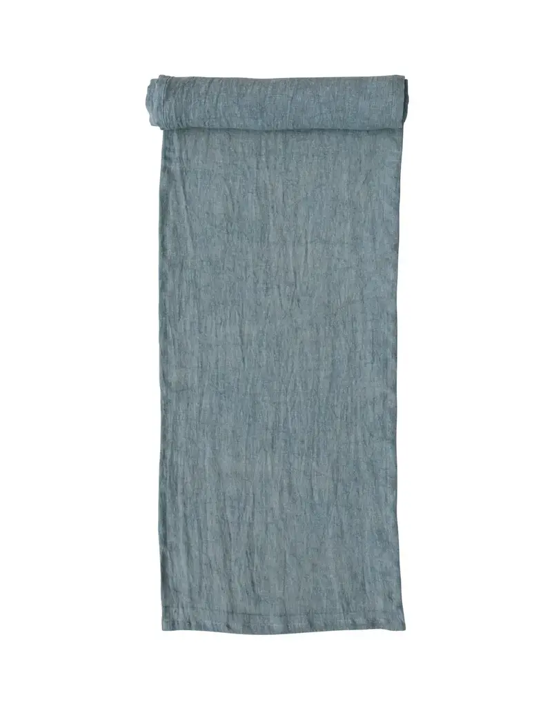 Stonewashed Linen Table Runner - Mint