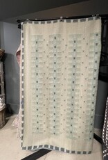 8 x 10 Swedish Flatweave Geometric Patchwork Rug made of Wool & Exotic Yarns - Cream & Ice