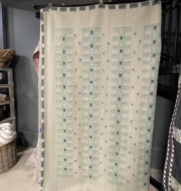 8 x 10 Swedish Flatweave Geometric Patchwork Rug made of Wool & Exotic Yarns - Cream & Ice