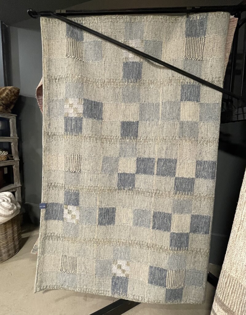 RUG & KILIM 8 x 10 Swedish Flatweave Geometric Patchwork Rug made of Wool & Exotic Yarns