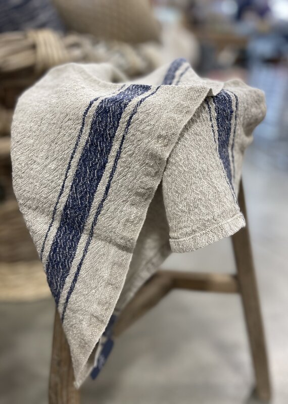 Linen Tales Blue Stripe Vintage Linen Kitchen Towel