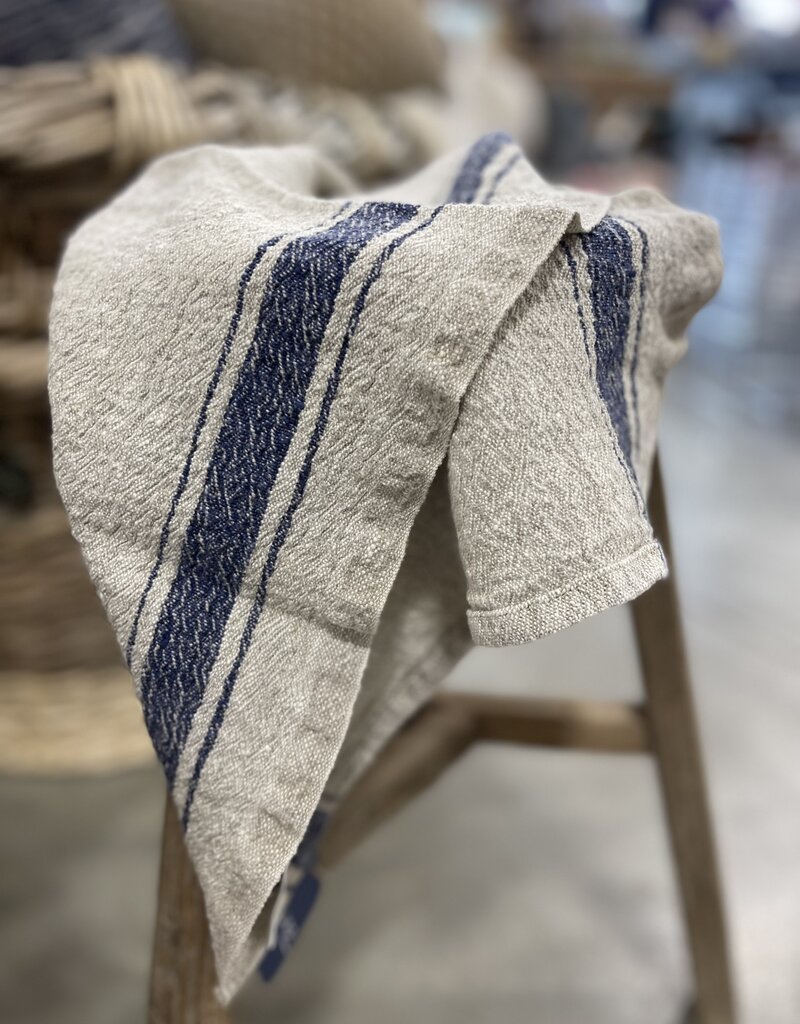Linen Tales Blue Stripe Vintage Linen Kitchen Towel