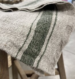 Linen Tales Green Stripe Vintage Linen Kitchen Towel