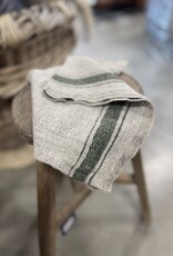 Linen Tales Green Stripe Vintage Linen Kitchen Towel