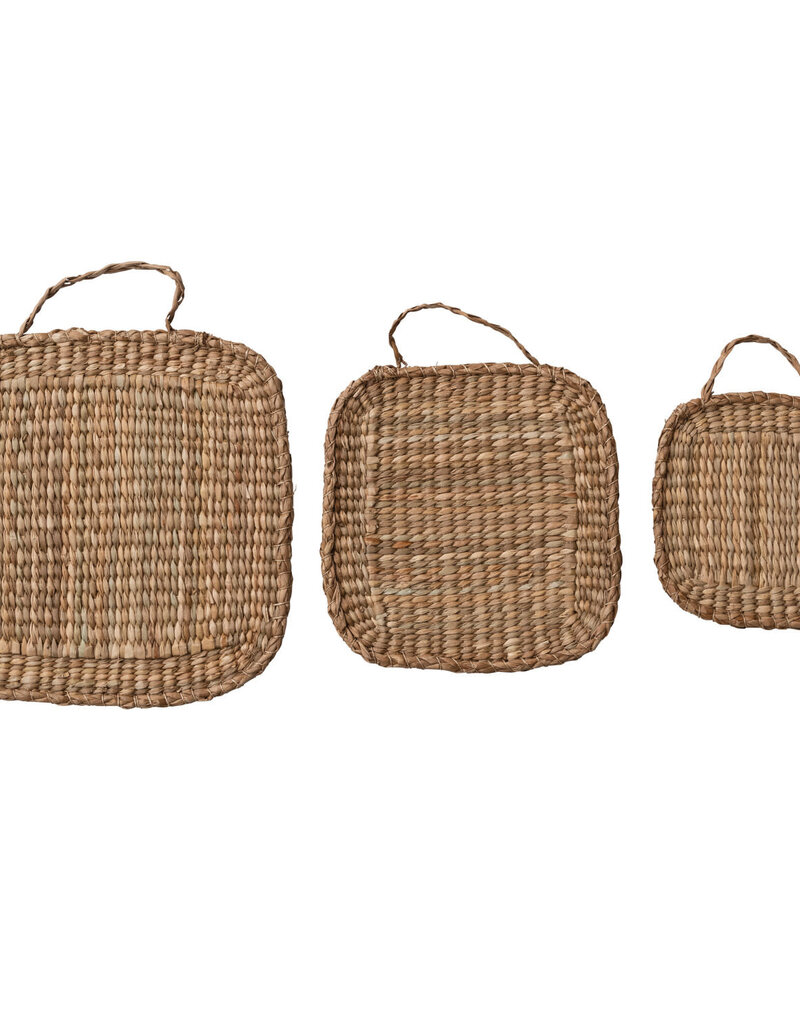 Hand-Woven Bankuan Trivets w/ Handles, Natural, Set of 3