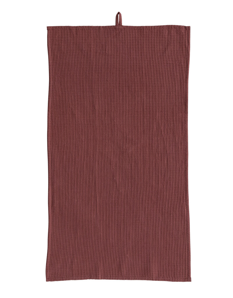 Oversized Woven Linen & Cotton Waffle Tea Towel w/ Loop 36"L x 20"W   Berry
