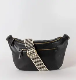 Desiree Maxi Crossbody Bag in Black Soft Grain Leather - 2 Straps Checkered & Black