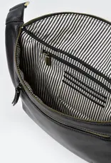 Desiree Maxi Crossbody Bag in Black Soft Grain Leather with Adjustable Checkered and Leather Straps