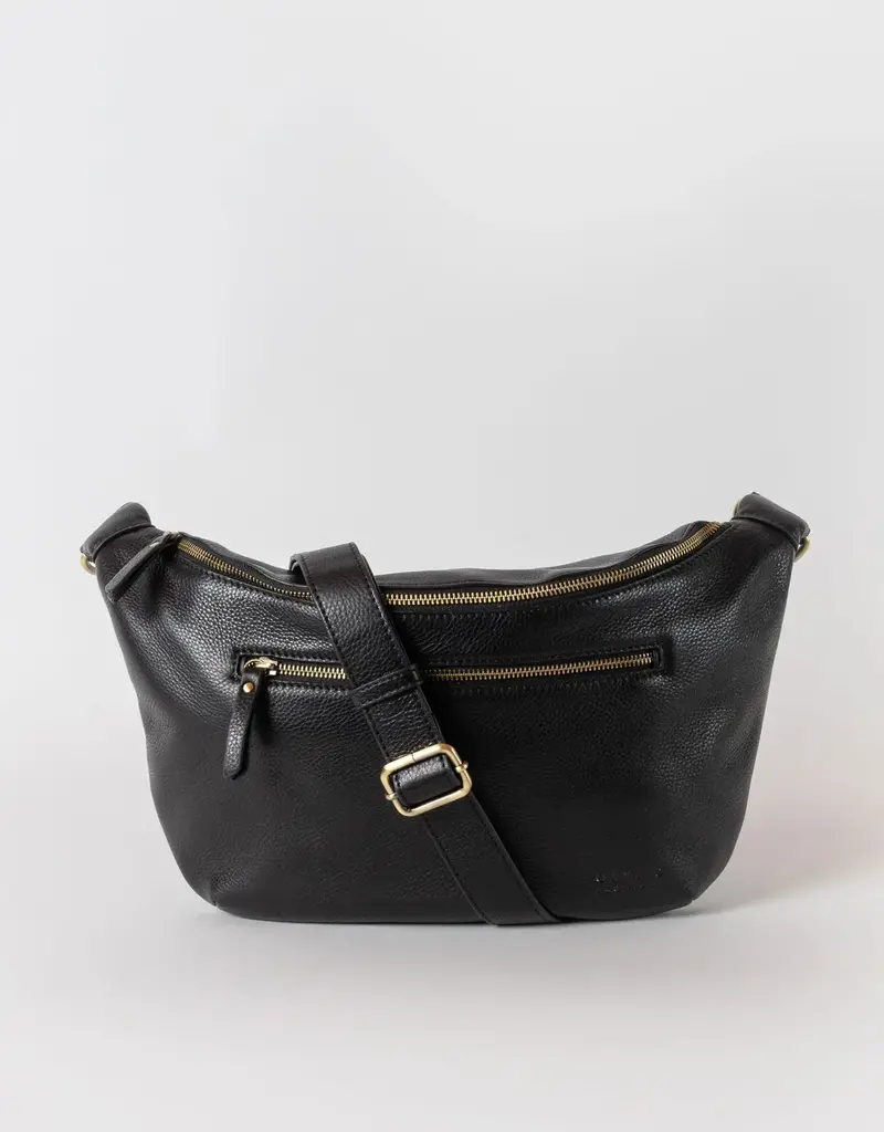 Desiree Bum Bag (Maxi) Black Soft Grain Leather-Crossbody -Adjustable Strap