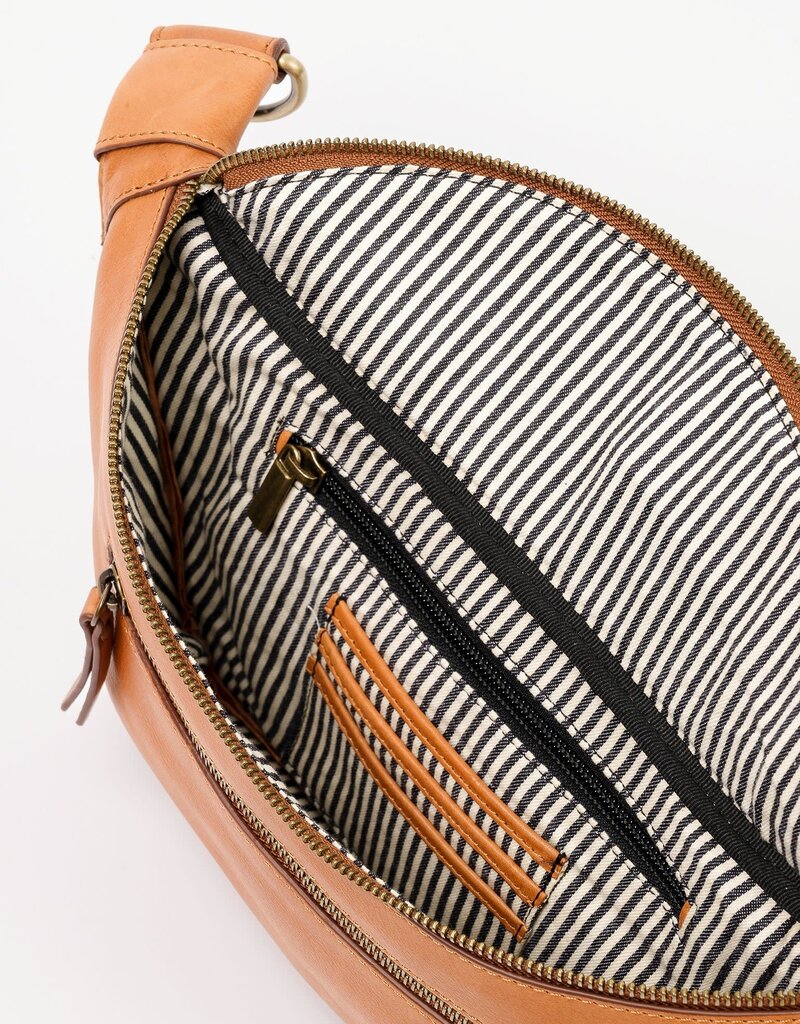 Desiree Crossbody Bum Bag in Wild Oak Soft Grain Leather with both Adjustable Strap and Webbing Strap