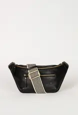 Desiree Crossbody Bum Bag in Black Soft Grain Leather with both Adjustable Strap and Webbing Strap