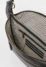 Desiree Crossbody Bum Bag in Black Soft Grain Leather with both Adjustable Strap and Webbing Strap