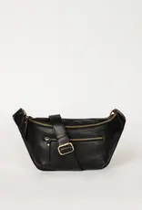 Desiree Crossbody Bum Bag in Black Soft Grain Leather with both Adjustable Strap and Webbing Strap