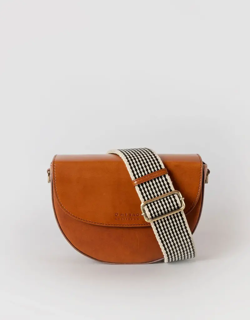 Desiree Classic Leather Crossbody Clutch in Cognac with both Adjustable Strap and Webbing Strap