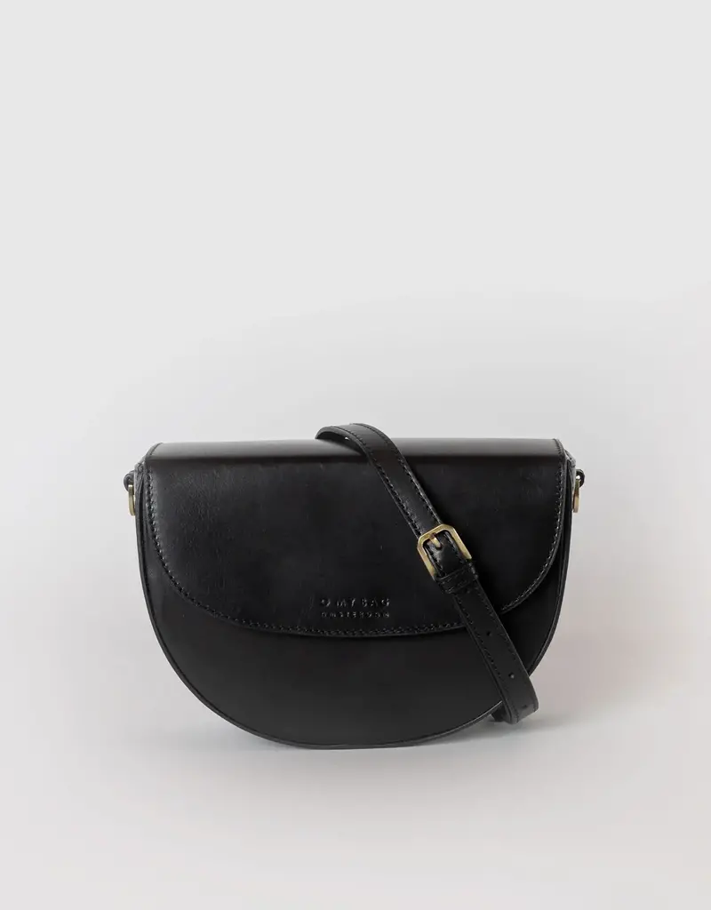 Desiree Classic Leather Crossbody Clutch in Black with both Adjustable Strap and Webbing Strap