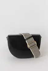 Desiree Classic Leather Crossbody Clutch in Black with both Adjustable Strap and Webbing Strap