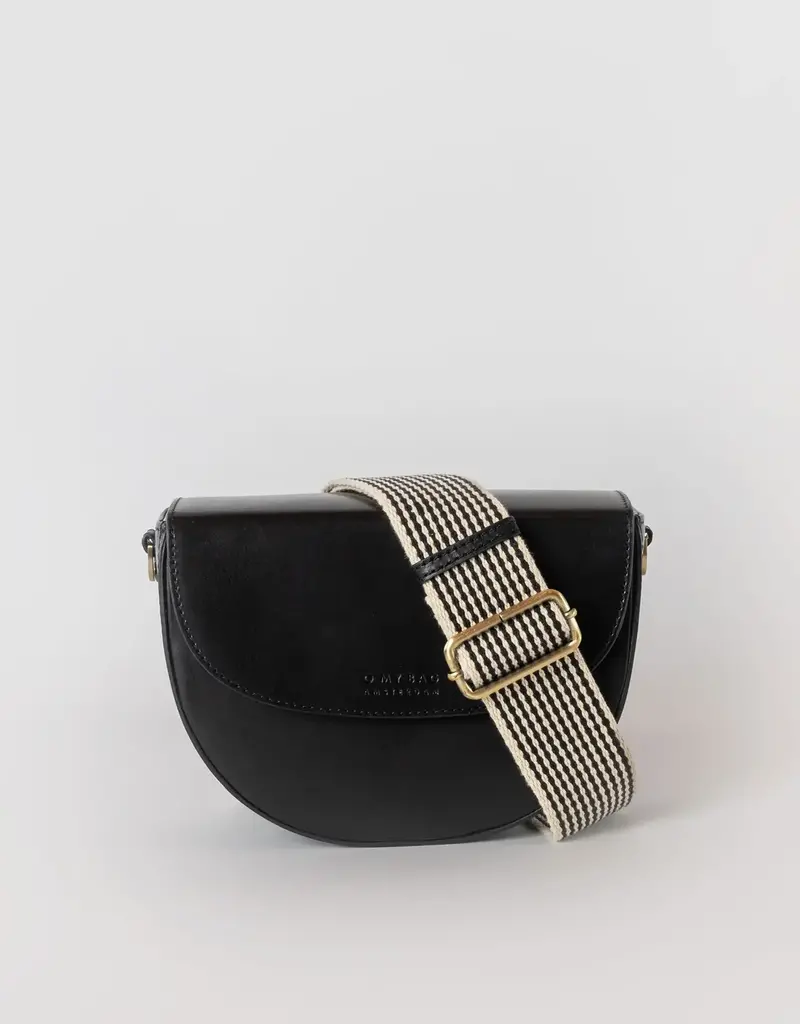 Desiree Classic Leather Crossbody Clutch in Black with both Adjustable Strap and Webbing Strap