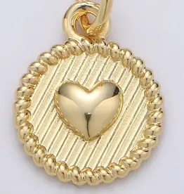 Beaded Medallion Heart  Necklace 14k Gold Filled