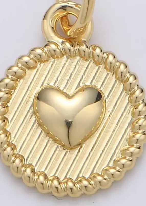 Beaded Medallion Heart  Necklace 14k Gold Filled