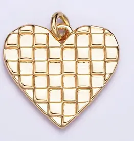 Petite Checkered Heart Necklace 14k Gold Filled