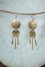 Brass Duo Circle Fringe Earring